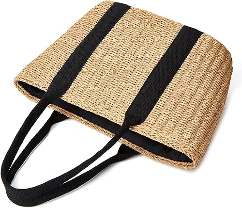 Borsa da donna piccola in paglia, borsa tote estiva da spiaggia, borsa a tracolla intrecciata fatta a mano, borsa a mano