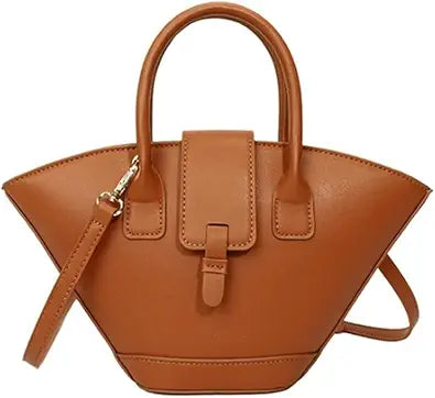 Borsa a secchiello a forma di ventaglio da donna, borsa a tracolla retrò in pelle PU con manico superiore, borsetta a mano