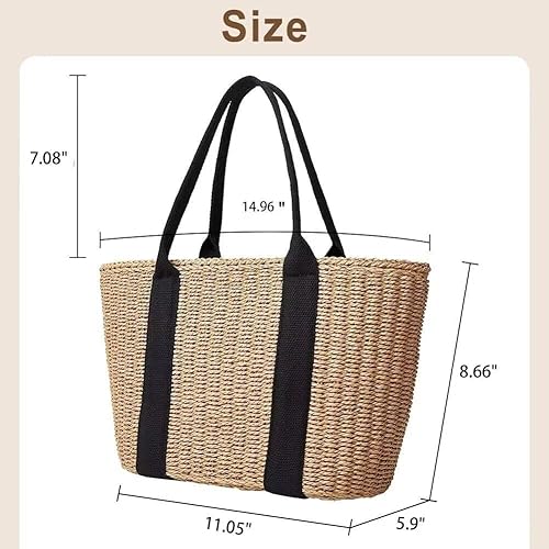 Borsa da donna piccola in paglia, borsa tote estiva da spiaggia, borsa a tracolla intrecciata fatta a mano, borsa a mano