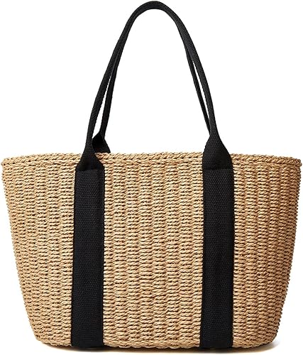Borsa da donna piccola in paglia, borsa tote estiva da spiaggia, borsa a tracolla intrecciata fatta a mano, borsa a mano