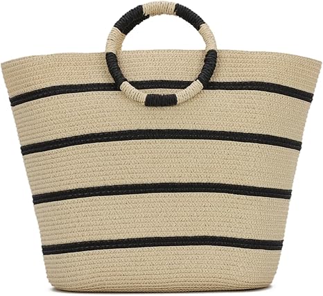 Borse di paglia, borse tote da donna, borse estive da spiaggia, borse tote da spiaggia in paglia intrecciata da donna
