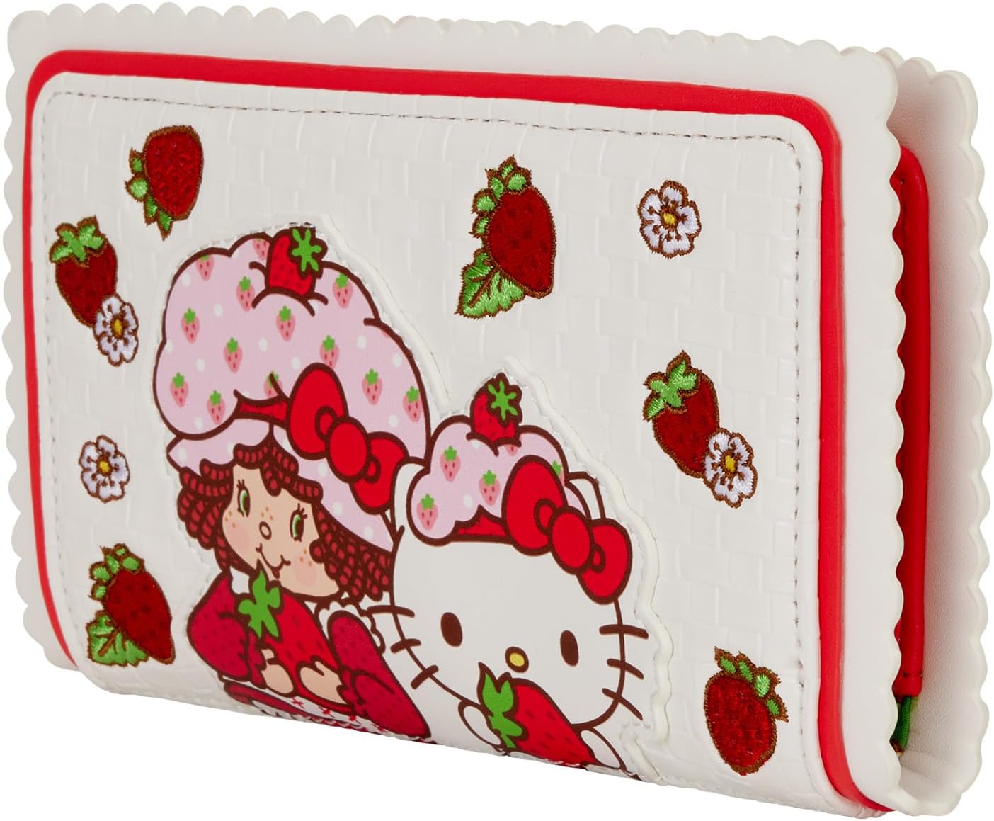 Portafoglio con patta a forma di torta di fragole
