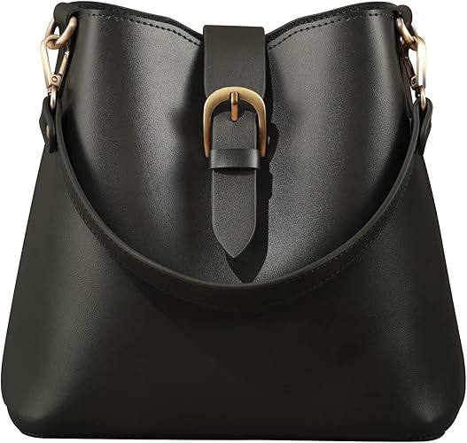 Borsa a secchiello in ecopelle vegana da donna, modello hobo retrò, borsa casual in ecopelle, borsa a tracolla classica e semplice in stile vintage.