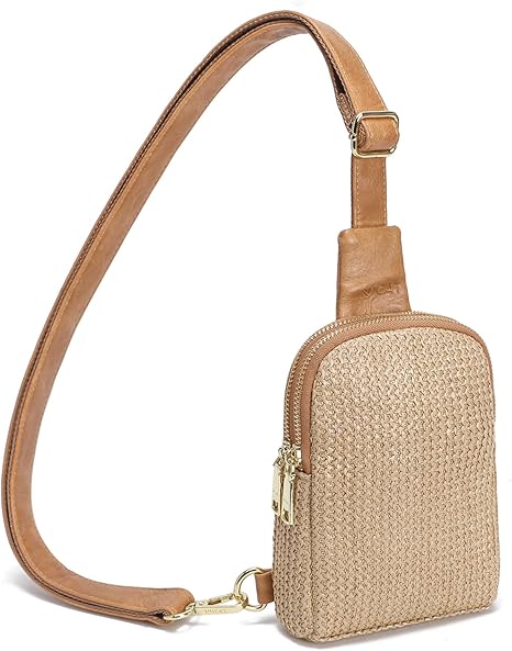 Piccola borsa a tracolla in finta paglia da donna, leggera, ideale per l'estate, la spiaggia, le commissioni di tutti i giorni e le uscite informali.