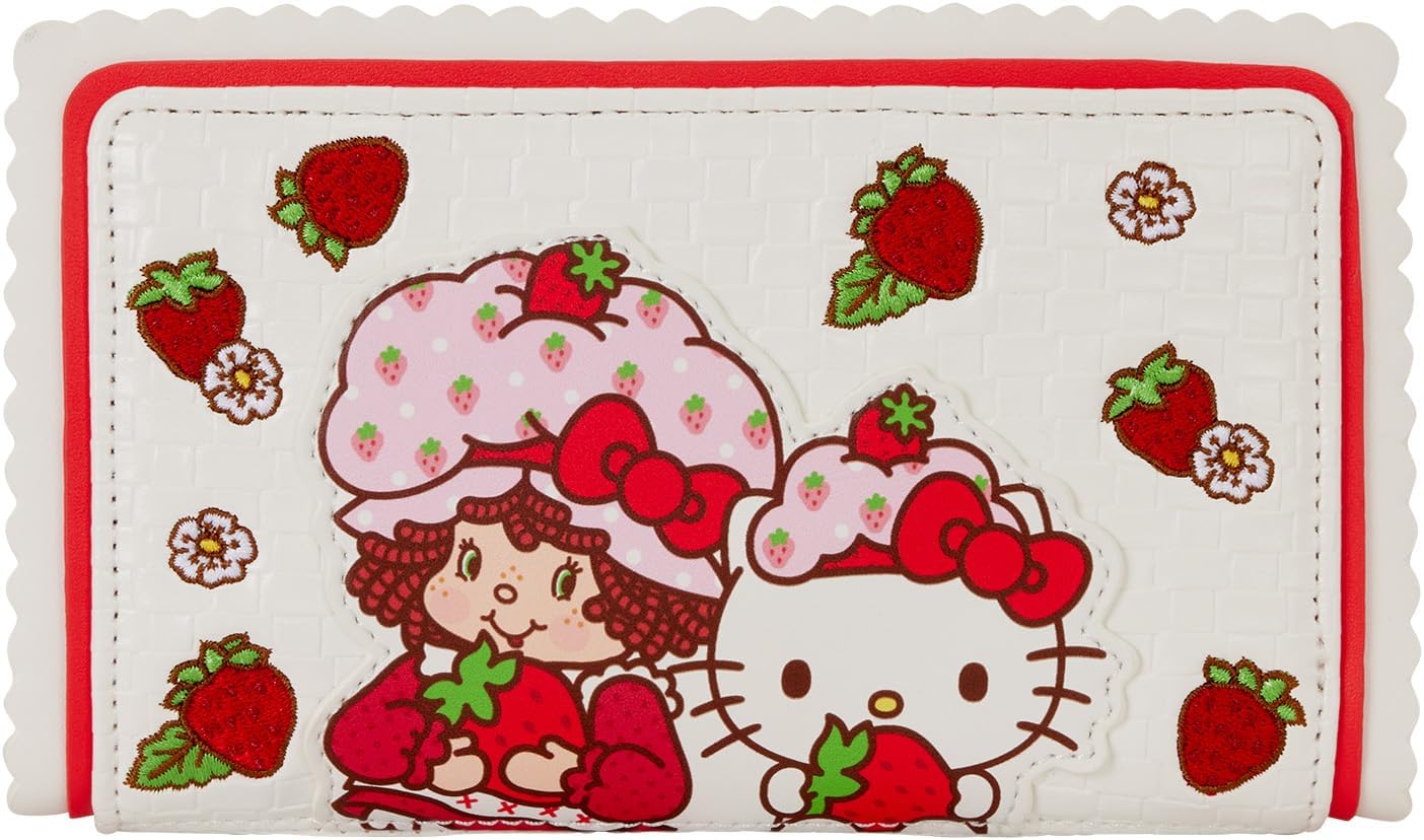 Portafoglio con patta a forma di torta di fragole