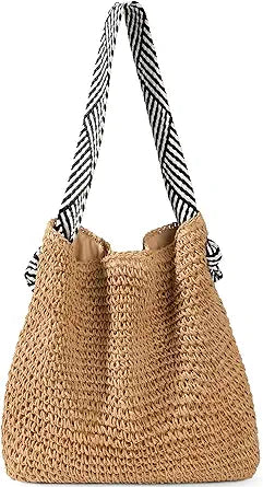 Borse da spiaggia per donna - Borse tote in paglia casual boho grandi estive a tracolla borsa a mano