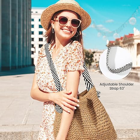 Borse da spiaggia per donna - Borse tote in paglia casual boho grandi estive a tracolla borsa a mano
